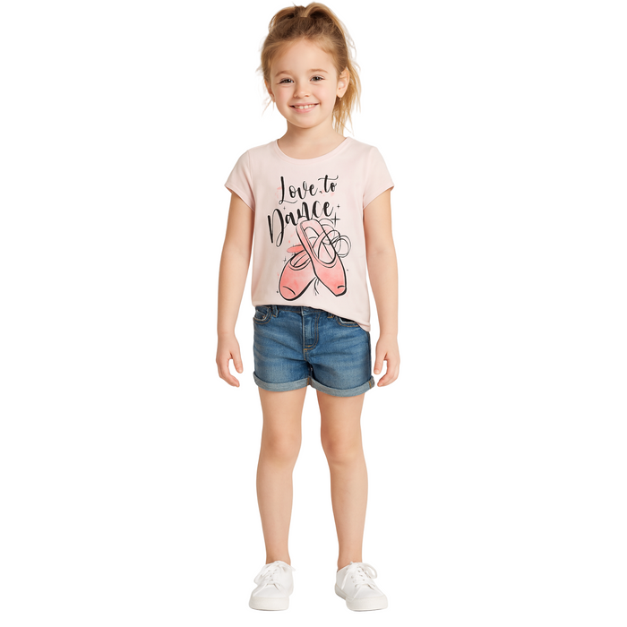 The Children's Place  - Little and Big Girls Short Sleeve Love to Dance Graphic