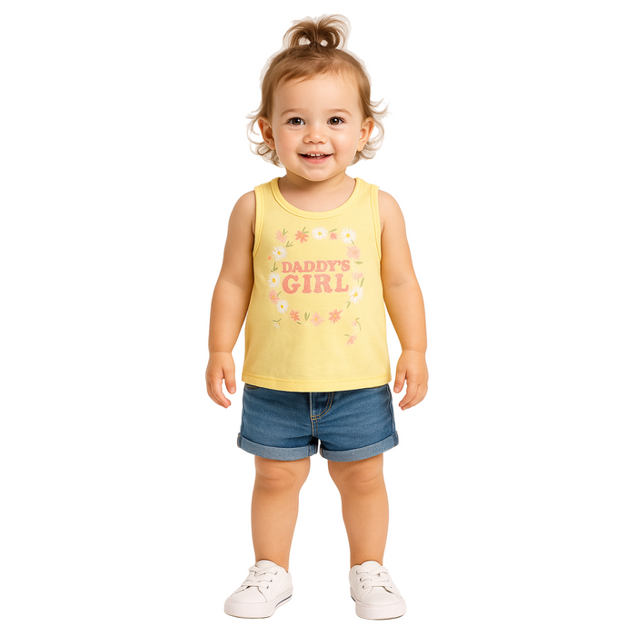 The Children's Place - Toddler Girls Tank Top Floral Daddy's Girl Print Yellow