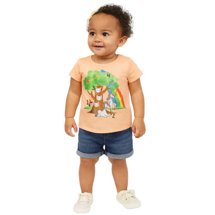 The Children's Place - Toddler Girls Short Sleeve Tee Animal Tree Graphic