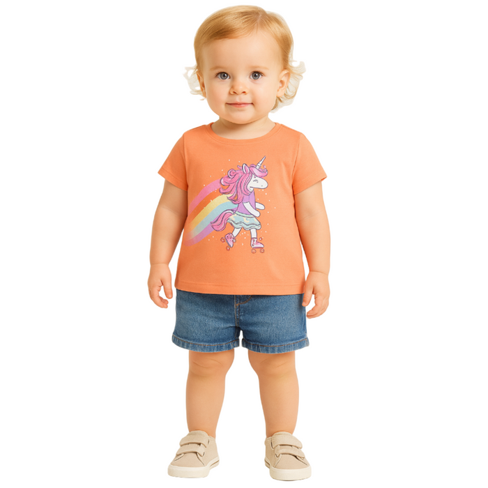 The Children's Place - Toddler Girls Short Sleeve Unicorn Rainbow T-Shirt (18M-24M)