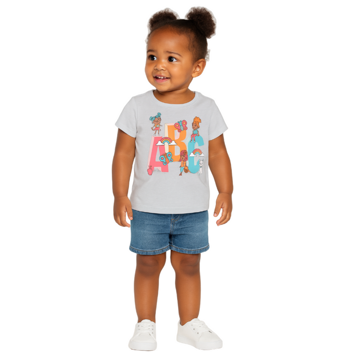 The Children's Place - Toddler Girls Short Sleeve ABC Graphic Tee Grey