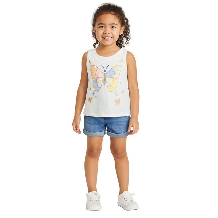 The Children's Place - Toddler Girls Sleeveless Tank Top Butterfly Graphic White