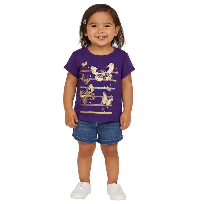 The Children's Place - Toddler Girls Short Sleeve Butterfly Graphic