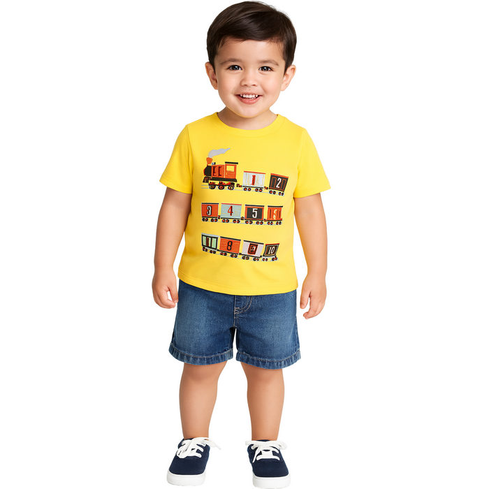 The Children's Place -Toddler Short Sleeve Train Numbers Graphic T-Shirt