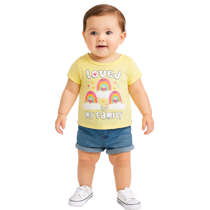 The Children's Place - Toddler Girls Loved by My Family Graphic T-shirt (6M-9M)