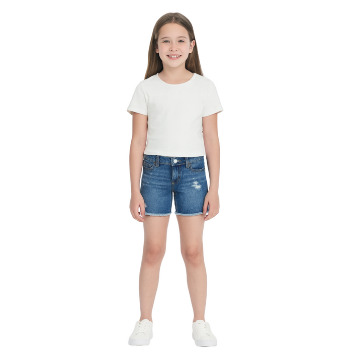 The Children's Place - Big Girls Distressed Denim Midi Shorts