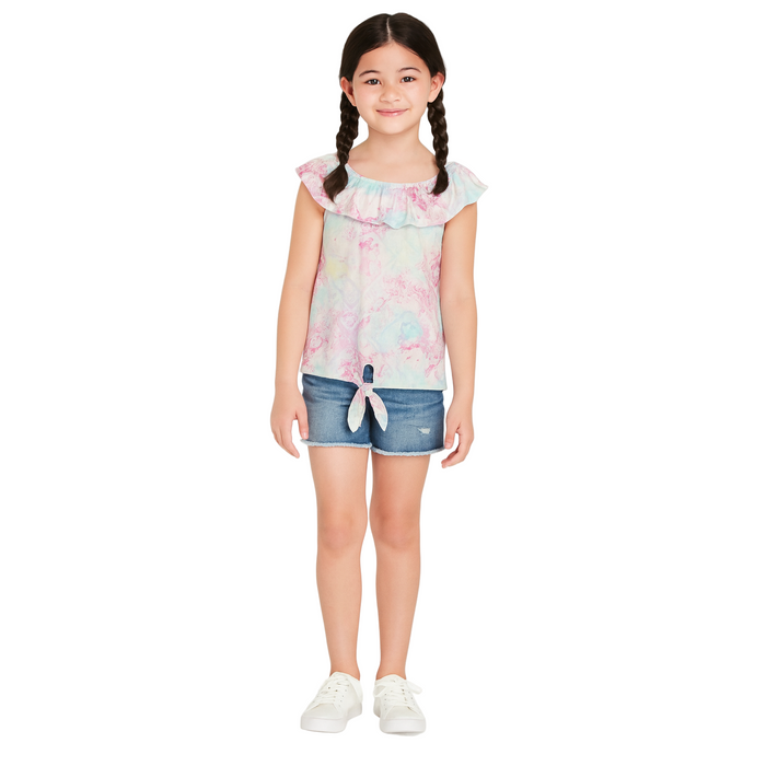 The Children's Place - Big Girls Baby Pink Print Ruffle Top