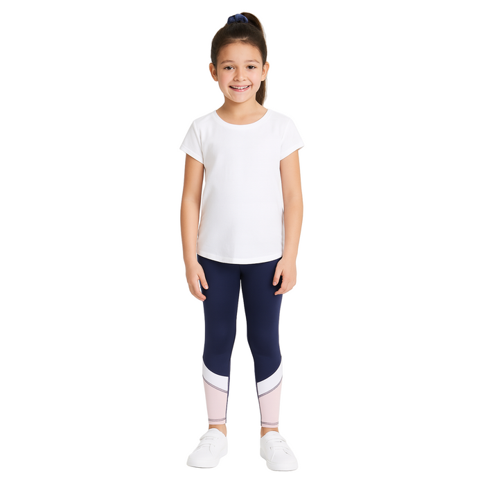 ID Ideology - Big Girls Spliced Color blocked Leggings with Scrunchie (Small)