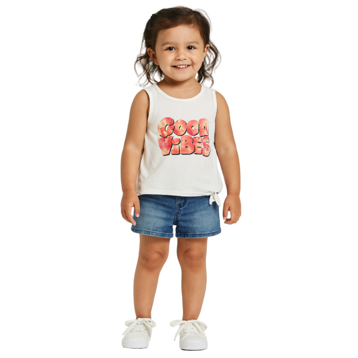 ID Ideology - Toddler Little Girls Tank Top Good Vibes Bright White (3)