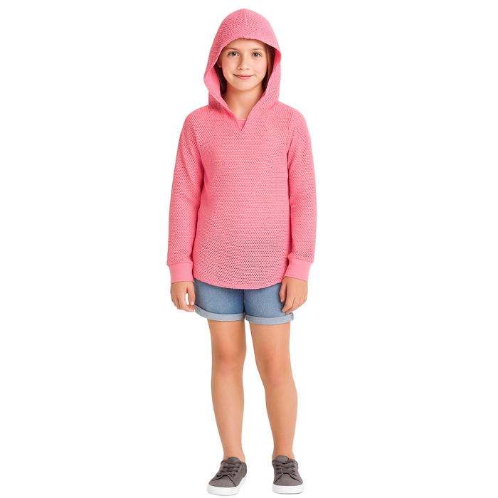 ID Ideology - Big Girls Mesh Long-Sleeve Hooded Cover-Up