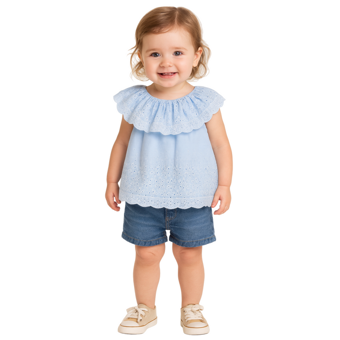 Little Me - Toddler Eyelet Chambray Top (24M)