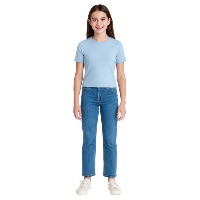 Only - Big Girls Short Sleeve Shirley Pullover Knit Cashmere Blue Top