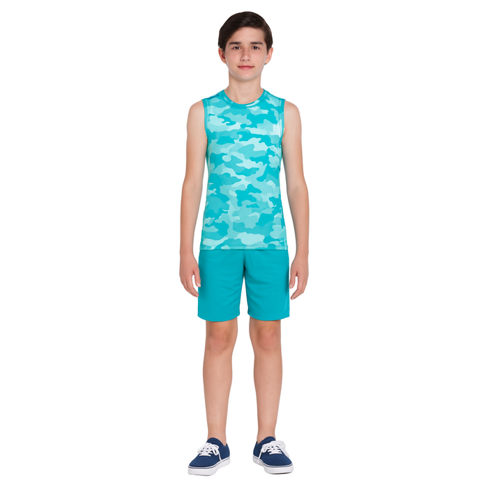 ID Ideology - Big Boys Cassandra Camo Tank Top Tropical Surf (Large)
