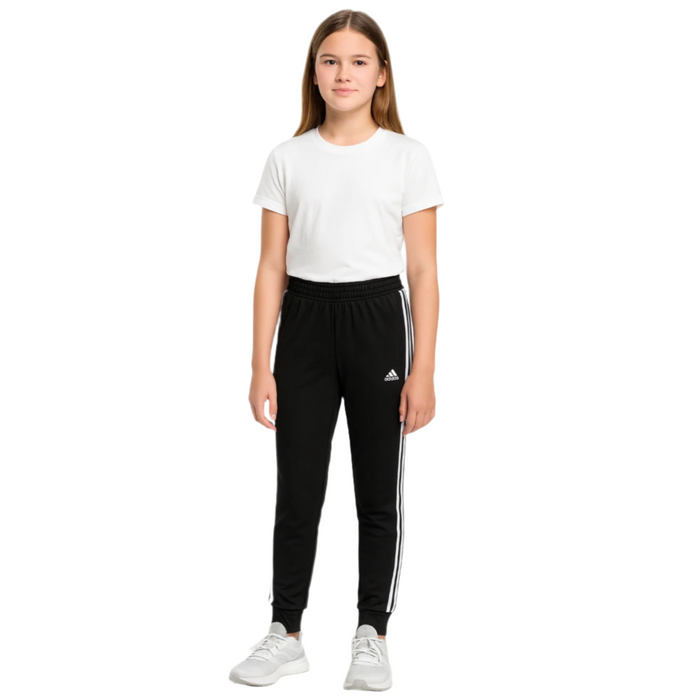 Adidas - Big Girls Melange Fleece Pants Black with Silver-Tone (Extra Large)