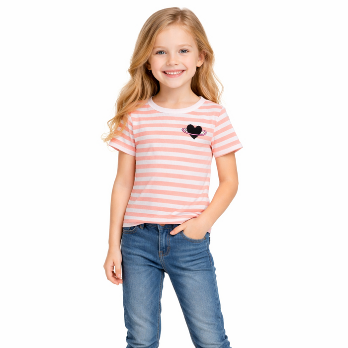 Epic Treads - Little Girls Short Sleeve Stripes T-Shirt Small (7-8)