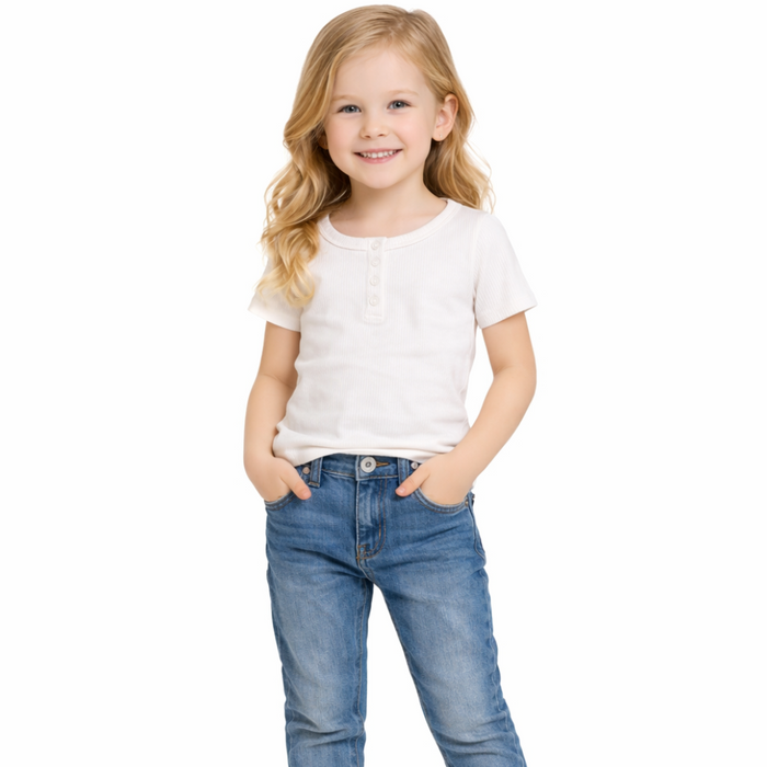 Epic Threads Big Girls Short-Sleeve Ribbed T-Shirt Snowfall White Extra Small (5-6)