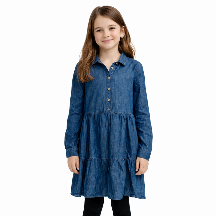 Epic Threads - Big Girls Cotton Chambray Shirtdress Medium Wash Medium (10-12)