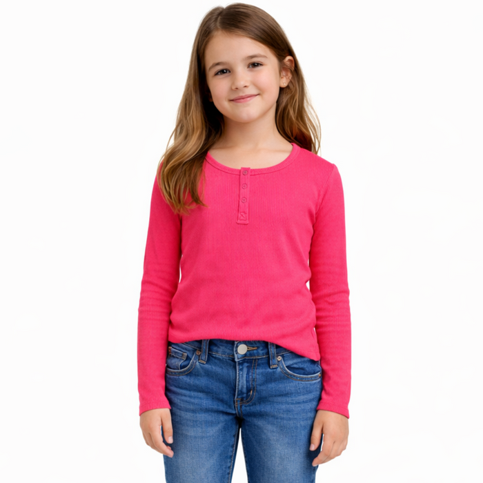 Epic Threads - Big Girls Ribbed-Knit Vivacious Long Sleeves Shirt Pink Large (14-16)