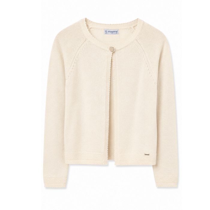 Mayoral - Big Girls One Button Champagne Color Cardigan