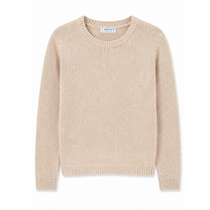 Mayoral - Little Girls Beige Sparkling Knit Sweater
