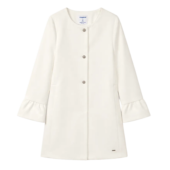 Mayoral - Big Girls White Coat Button Closure