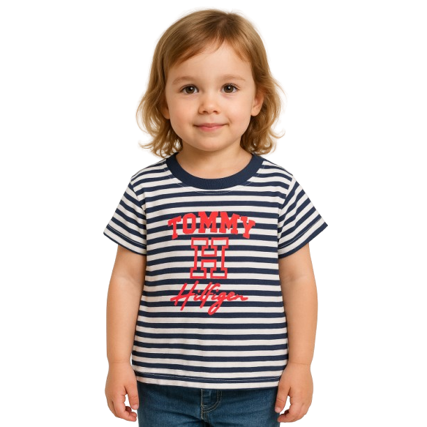 Tommy Hilfiger - Little Girls Striped Navy/White Top Only (6)