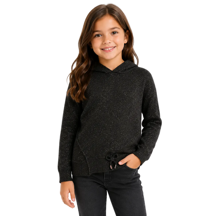 Mayoral - Big Girls Black Glittered Hoodie Jacket