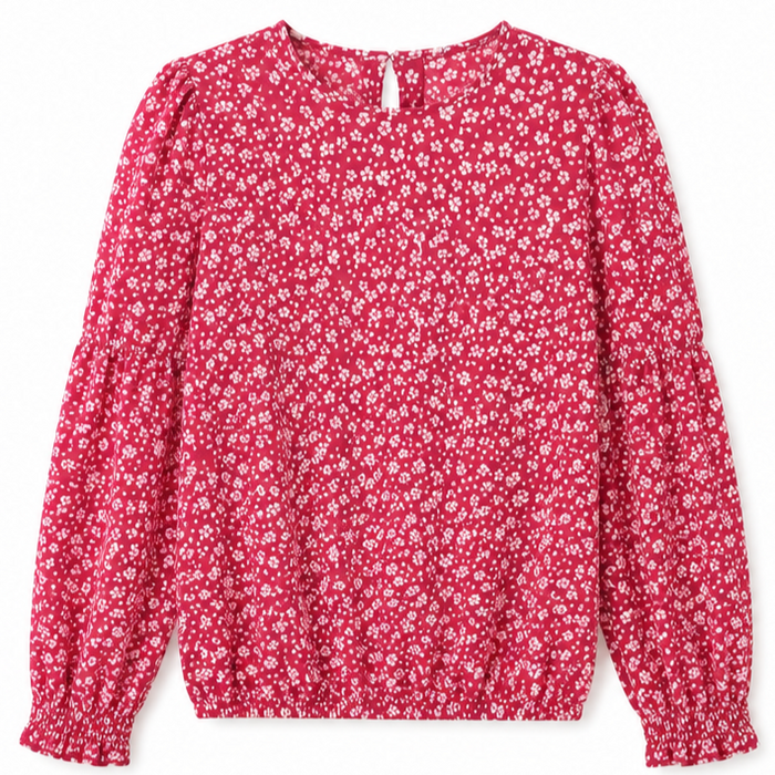 Mayoral - Big Girls Long Sleeve Floral Blouse Pink