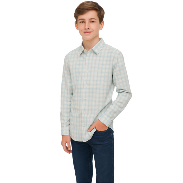 Calvin Klein - Big Boys Long-Sleeve Slim Fit + Stretch Button Down Polo (16)