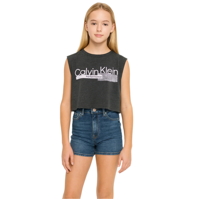 Calvin Klein Performance - Big Girls' Dark Charcoal Heather Top