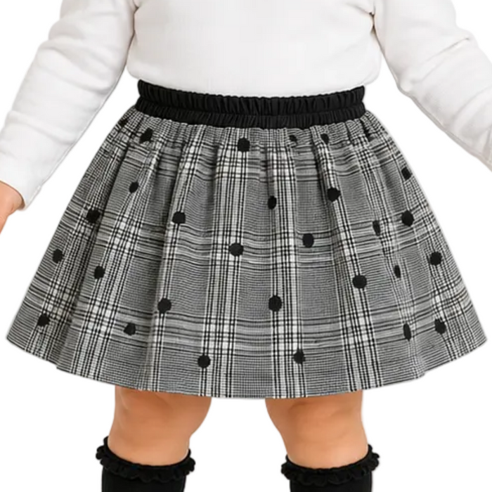 Mayoral - Little Girls Black and White Check and Dot Skirt