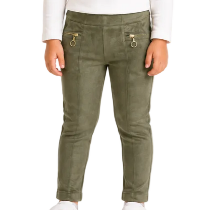 Mayoral - Little Girls Suede Leggings Olive Green