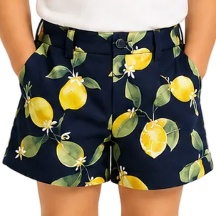 Mayoral - Little Girls Navy Blue Shorts with Lemon Design
