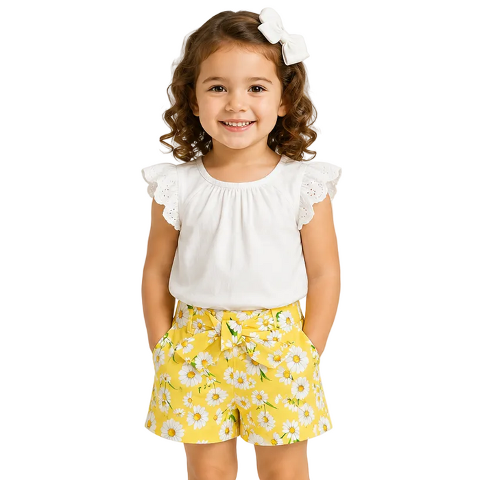 Mayoral - Little Girls Yellow Floral Shorts