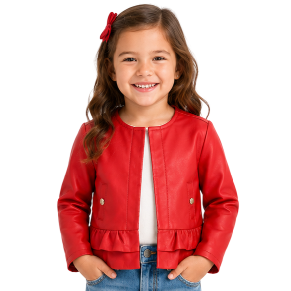 Mayoral - Little Girls Leather Red Jacket