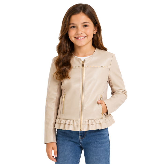 Mayoral - Big Girls Leather Beige Jacket