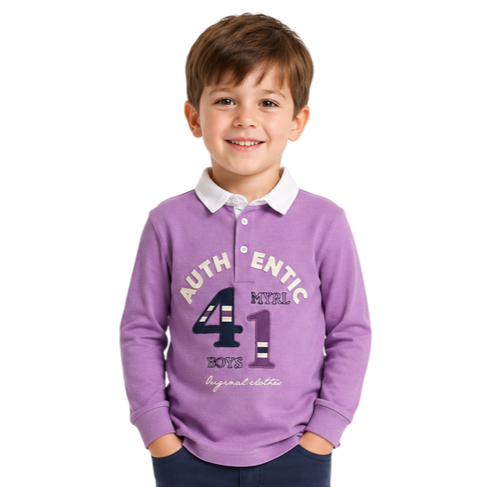 Mayoral - Little Boys Long Sleeves Three Button Down Sweater Lilac