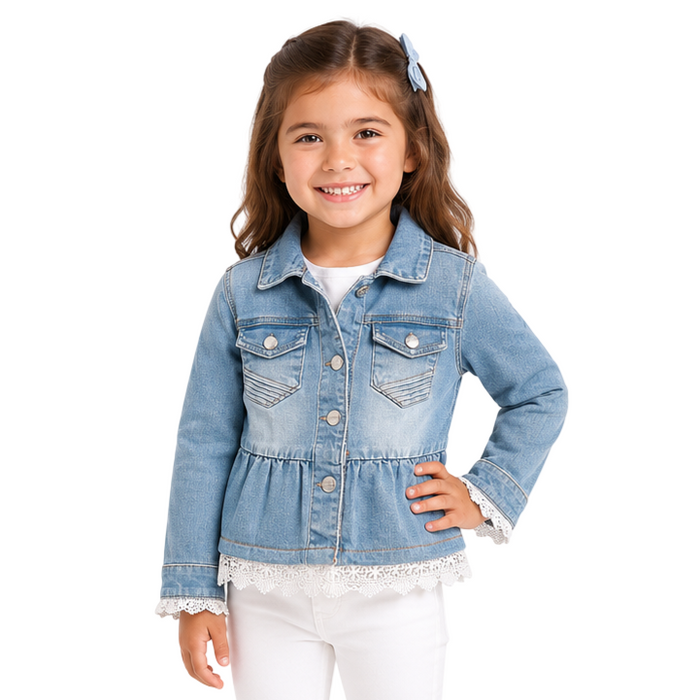 Mayoral - Little Girls Denim Jacket Washed
