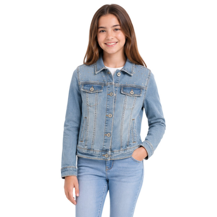 Mayoral - Big Girls Denim Jacket with Stud Stone Design