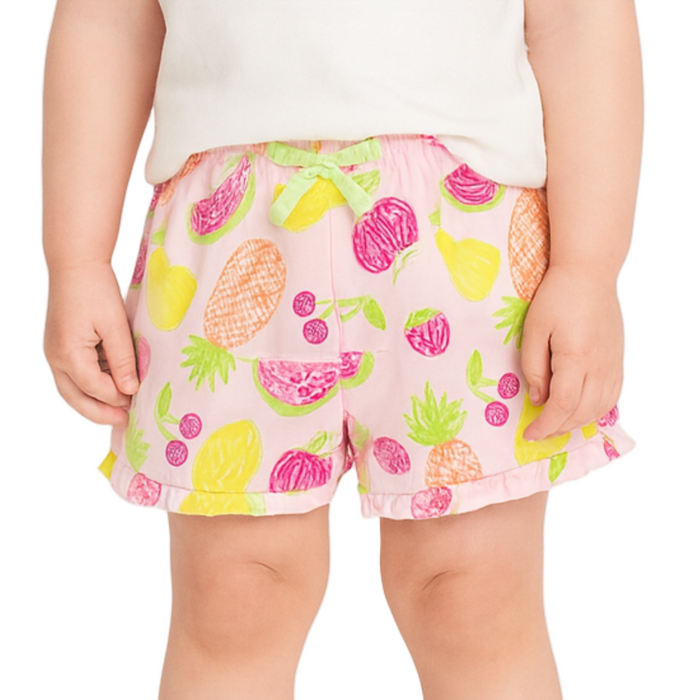 Kids Headquarters - Little Girls Ruffle-Trim Printed Terry Shorts (4)