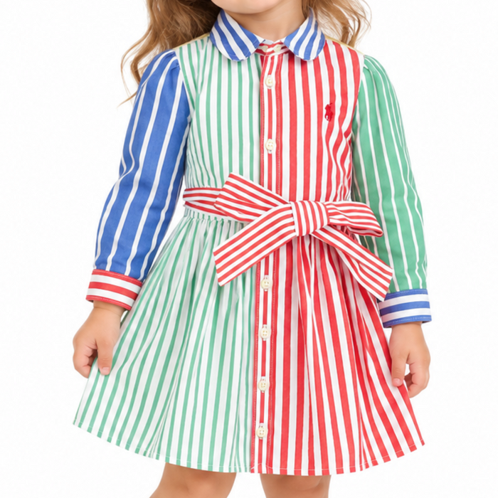 Polo Ralph Lauren Toddler Girls Striped Shirt Dress in Cotton
