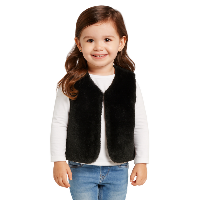 Epic Threads - Toddler Girls Solid Faux-Fur Vest Deep Black (3)