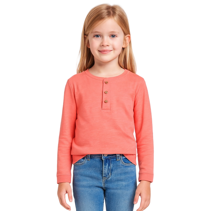 Epic Threads - Little Boys Solid Henley Long Sleeves Shirt Coral Salmon (6)