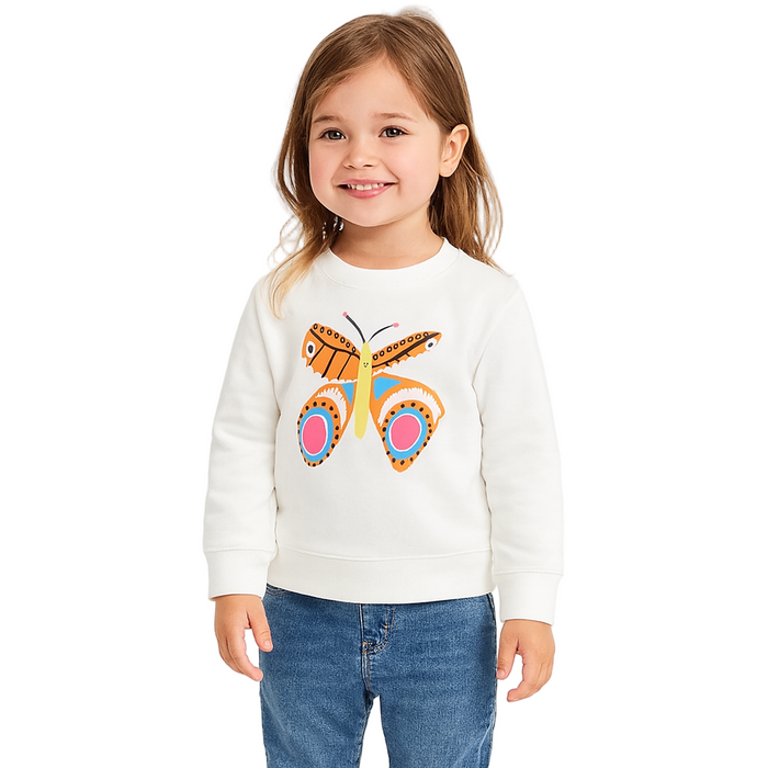 Epic Threads - Toddler Girls Butterfly-Print Long Sleeves Angel White