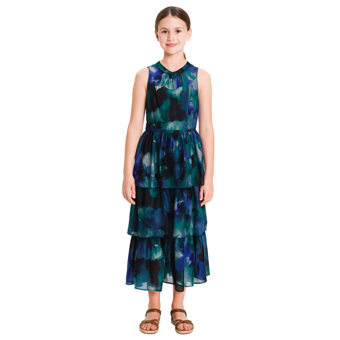 Speechless - Big Girls Floral-Print Ruffled Tiered Sundress BlueGreen (10)