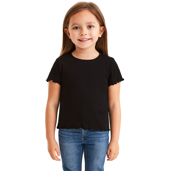 Epic Threads - Little Girls Solid-Color Textured T-Shirt Deep Black (6)