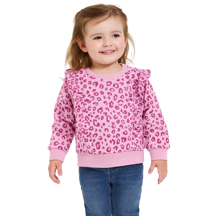 Epic Threads - Toddler Girls Lucy Leopard Ruffle Sweatshirt Rosy Pink