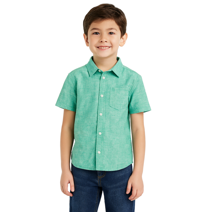 Epic Threads - Little Big Boys Heathered Short-Sleeve Shirt Jewel Green