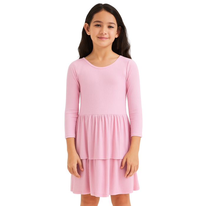 Epic Threads Big Girls Ribbed-Knit Tiered Ruffle Dress Sweet Wisteria Large (12-14)