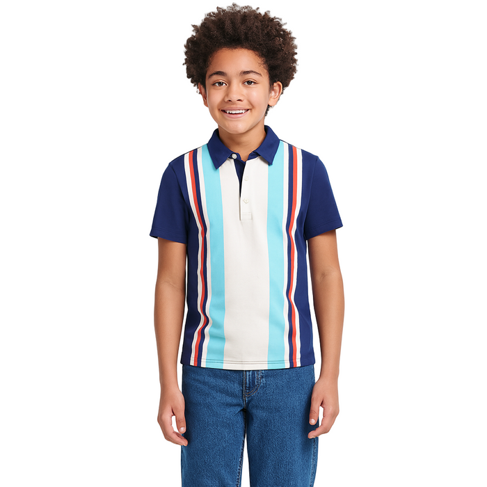 Epic Threads - Big Boys Retro Vertical-Stripe Shirt Medieval Blue